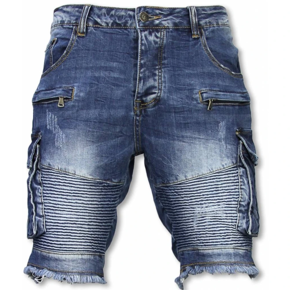 Enos Shorts med många fickor - Stiliga denim shorts för män - J-9006B Blue, Herr