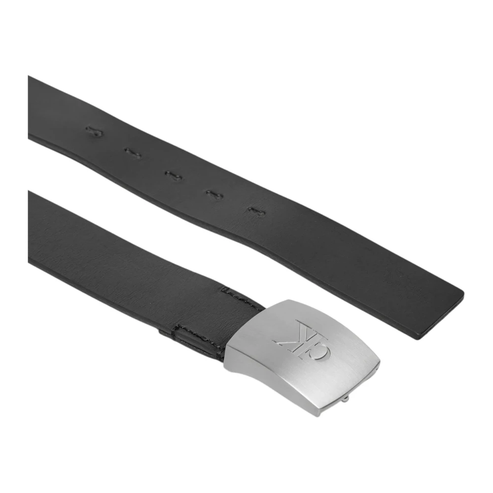Calvin Klein Jeans Zwarte Leren Riem met Klassieke Gesp Black Heren