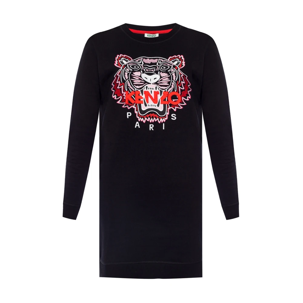 Kenzo Logo-geborduurde jurk Black Dames