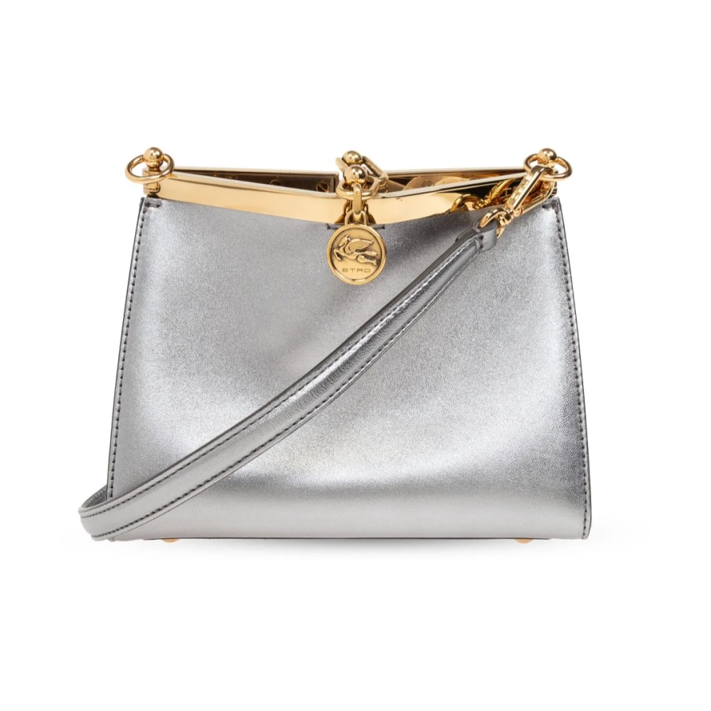 ETRO Metallic Finish Schoudertas met Logo Bedel Gray Dames