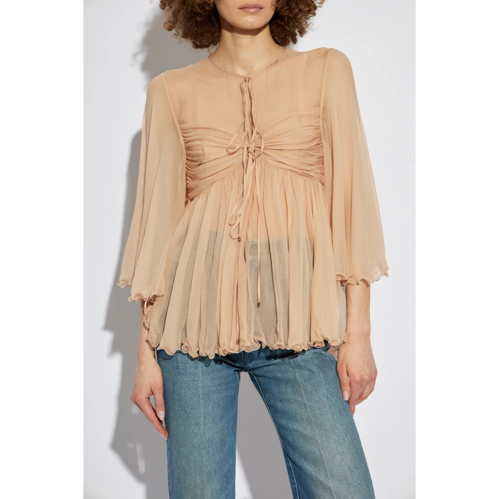 Chloé Zijden top met drapering Pink Dames
