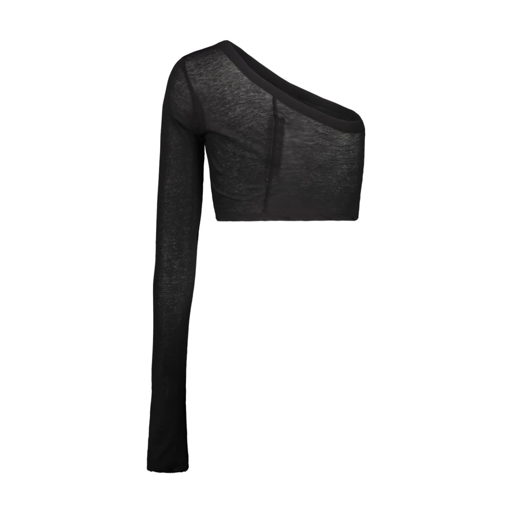Rick Owens Ziggy Cropped One Shoulder Top Black Dames