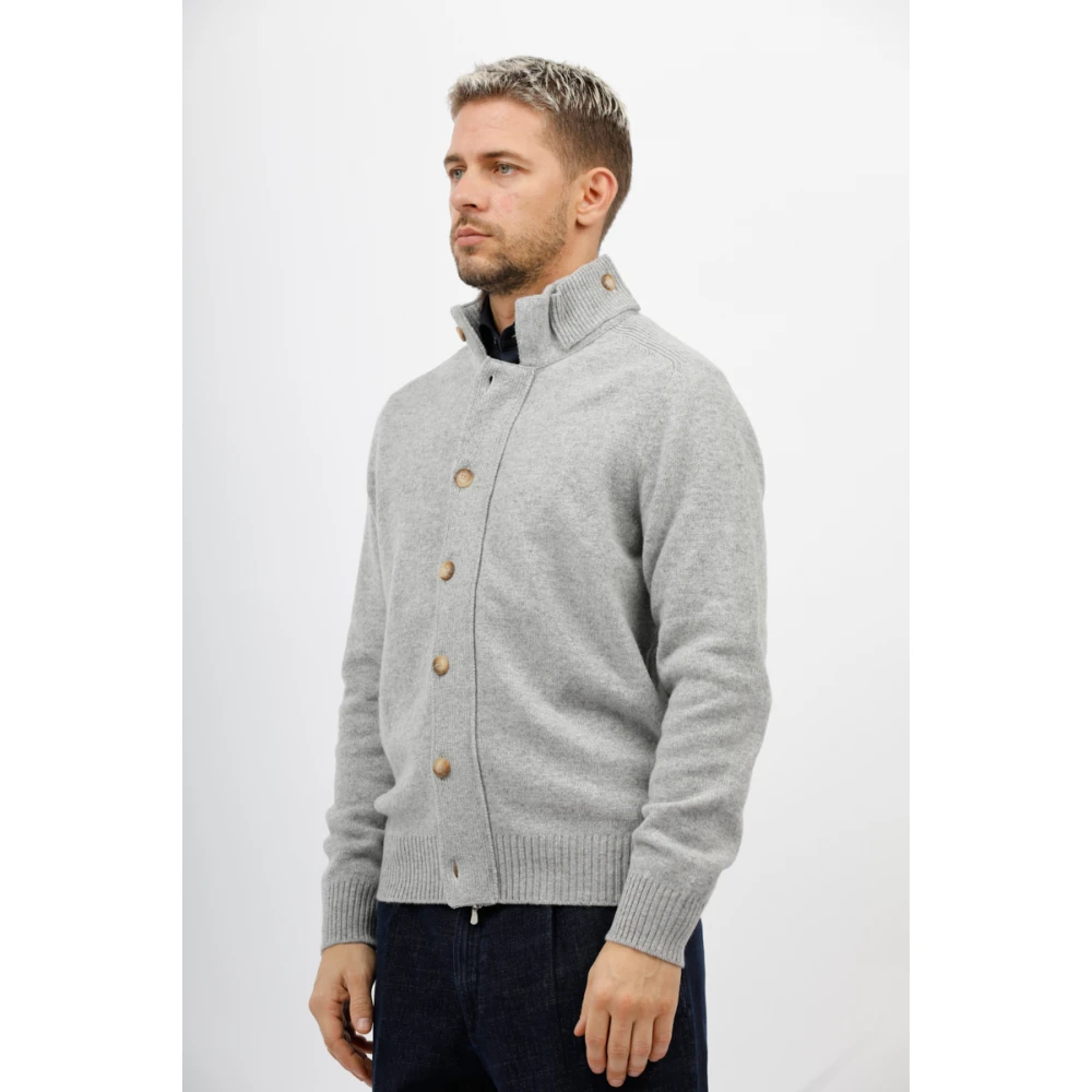 Gran Sasso Shirt met ritssluiting en knopen Gray Heren