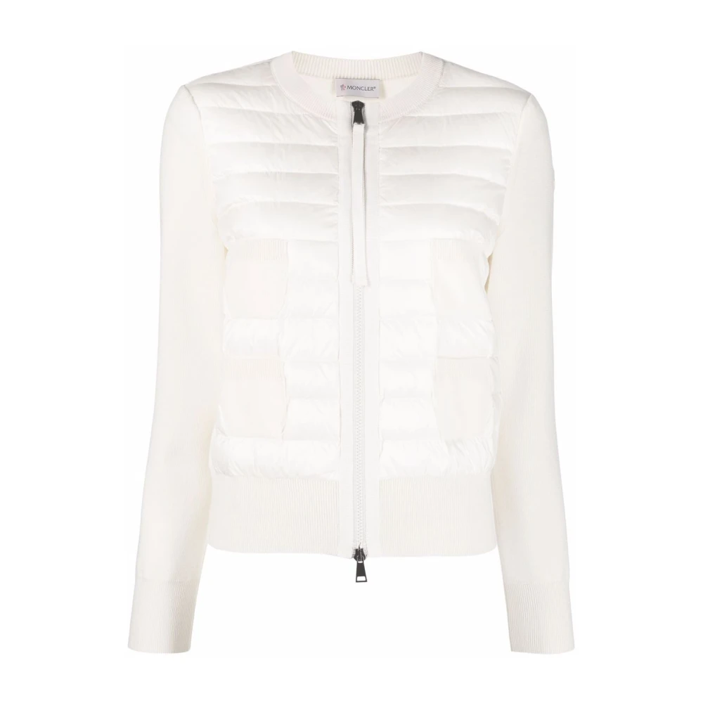 Moncler Padded Wool Zip-Up Cardigan - Female - Down Jackets - Beige - L - Jackets