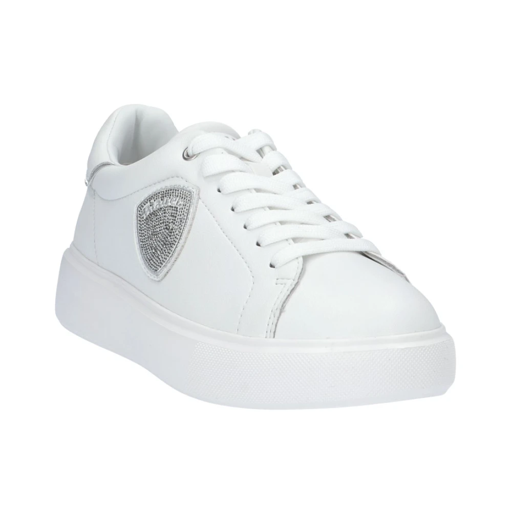 Blauer Leren Sneaker White Dames