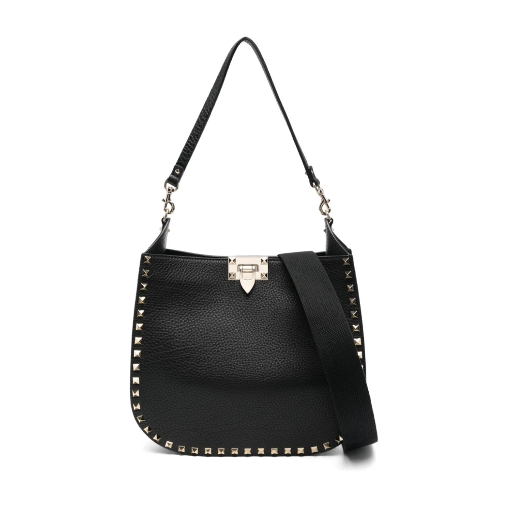 Valentino Garavani Zwarte Rockstud Hobo Tas Black Dames