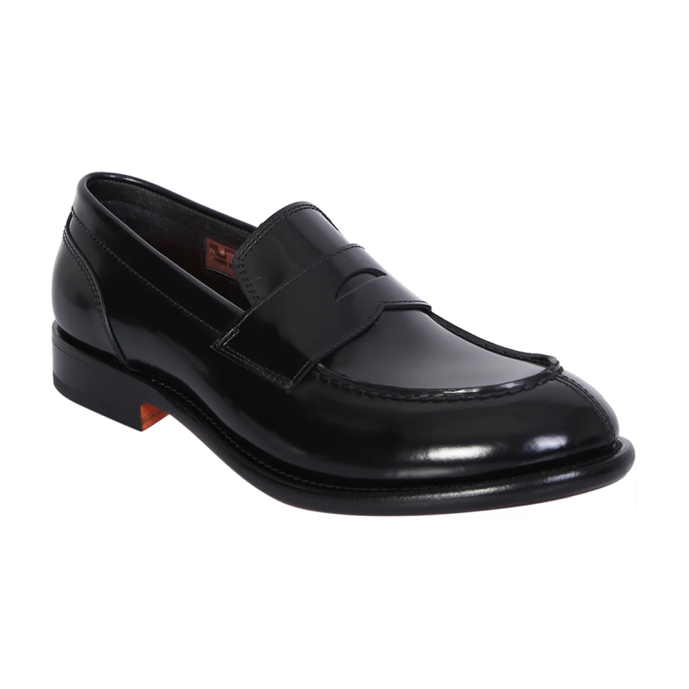 Santoni Tijdloze zwarte loafers voor heren Black Heren