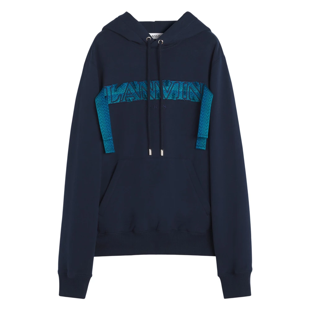 Lanvin Midnight Blue Hoodie met Koord Blue Heren