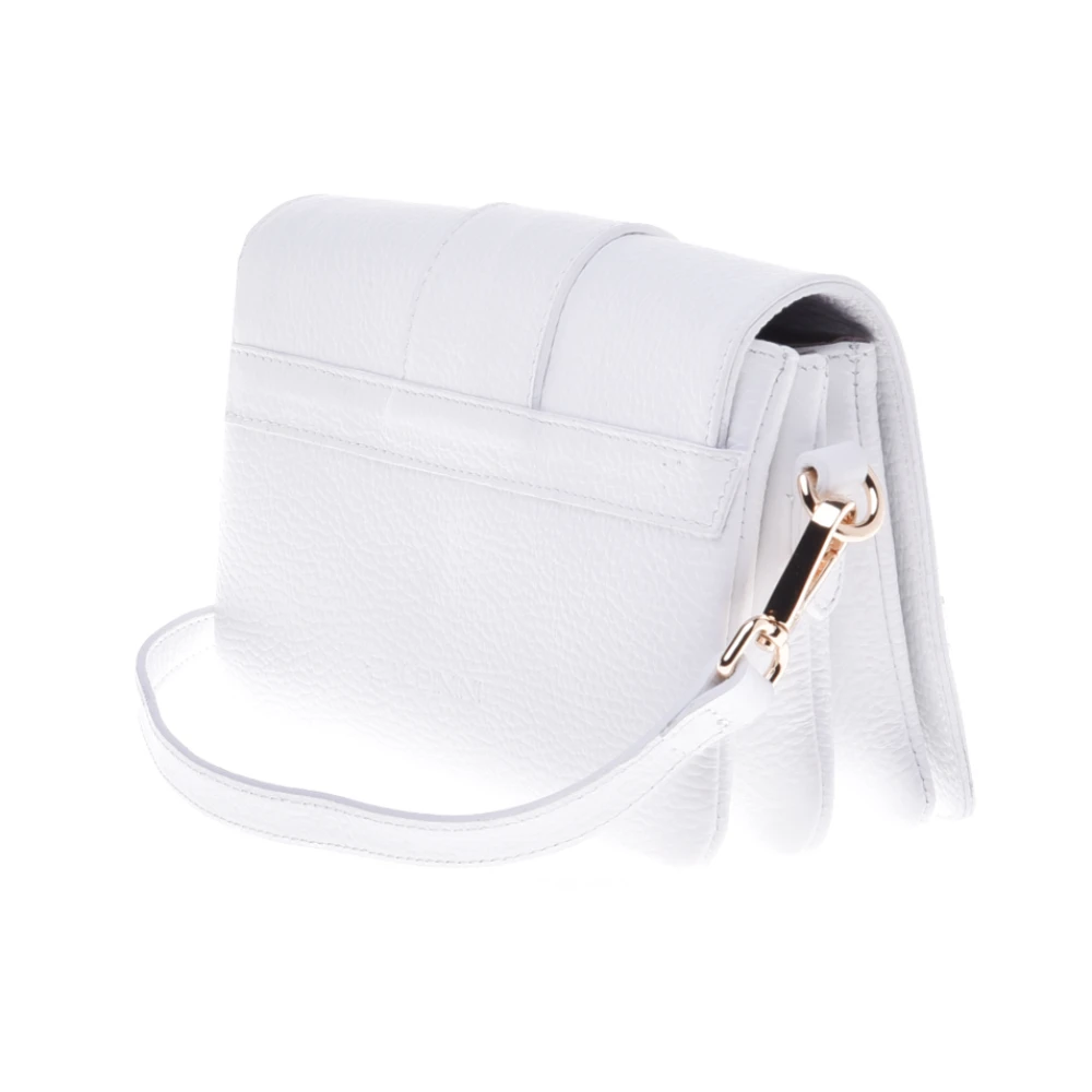 Baldinini Clutch bag in white tumbled leather White Dames