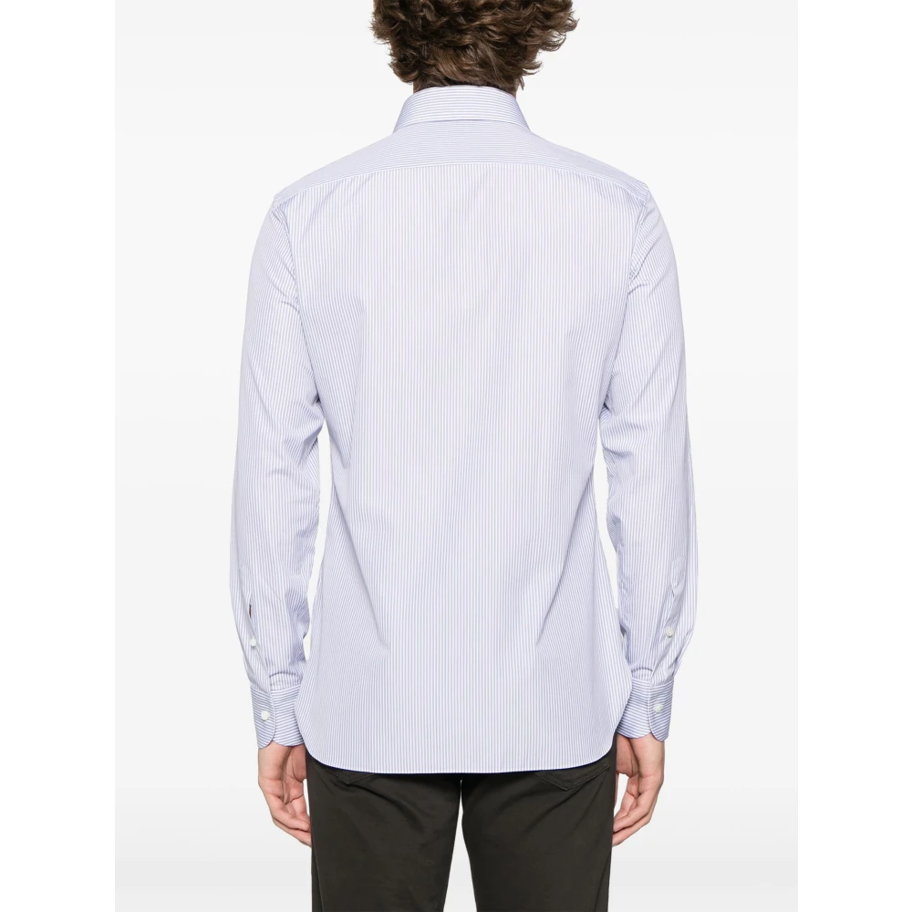 Ermenegildo Zegna Gestreept Katoenen Overhemd Blue Heren