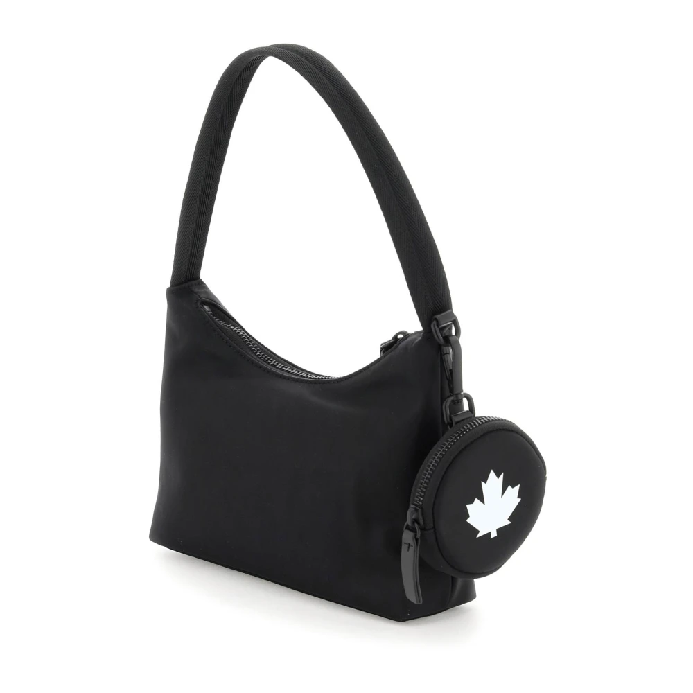Dsquared2 Nylon schoudertas met contrasterend logo print Black Dames