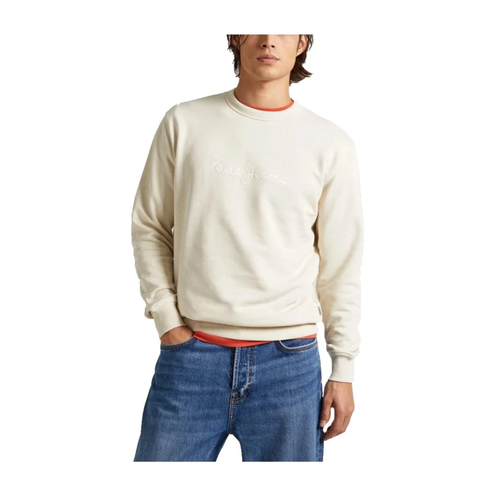 Pepe Jeans Zachte katoenen sweatshirt met opvallend logo Beige Heren