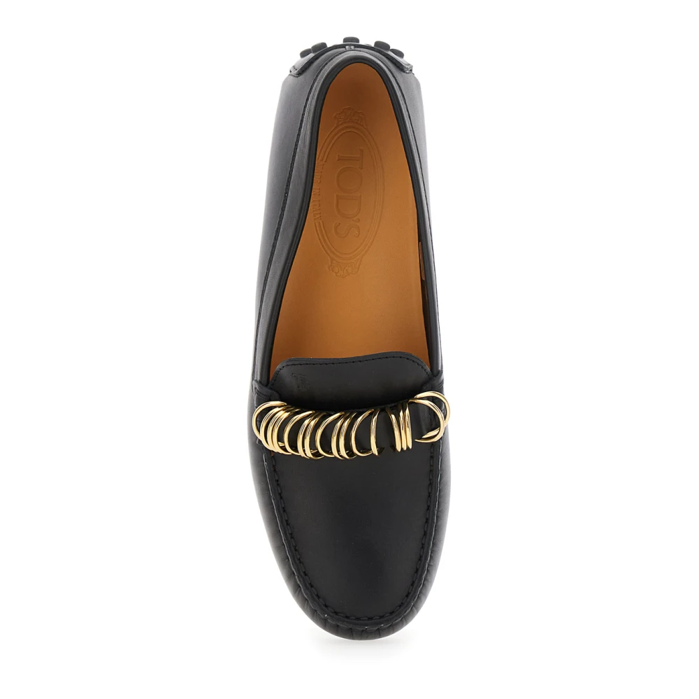 TOD'S Zwarte Loafers met Ringdetail Black Dames