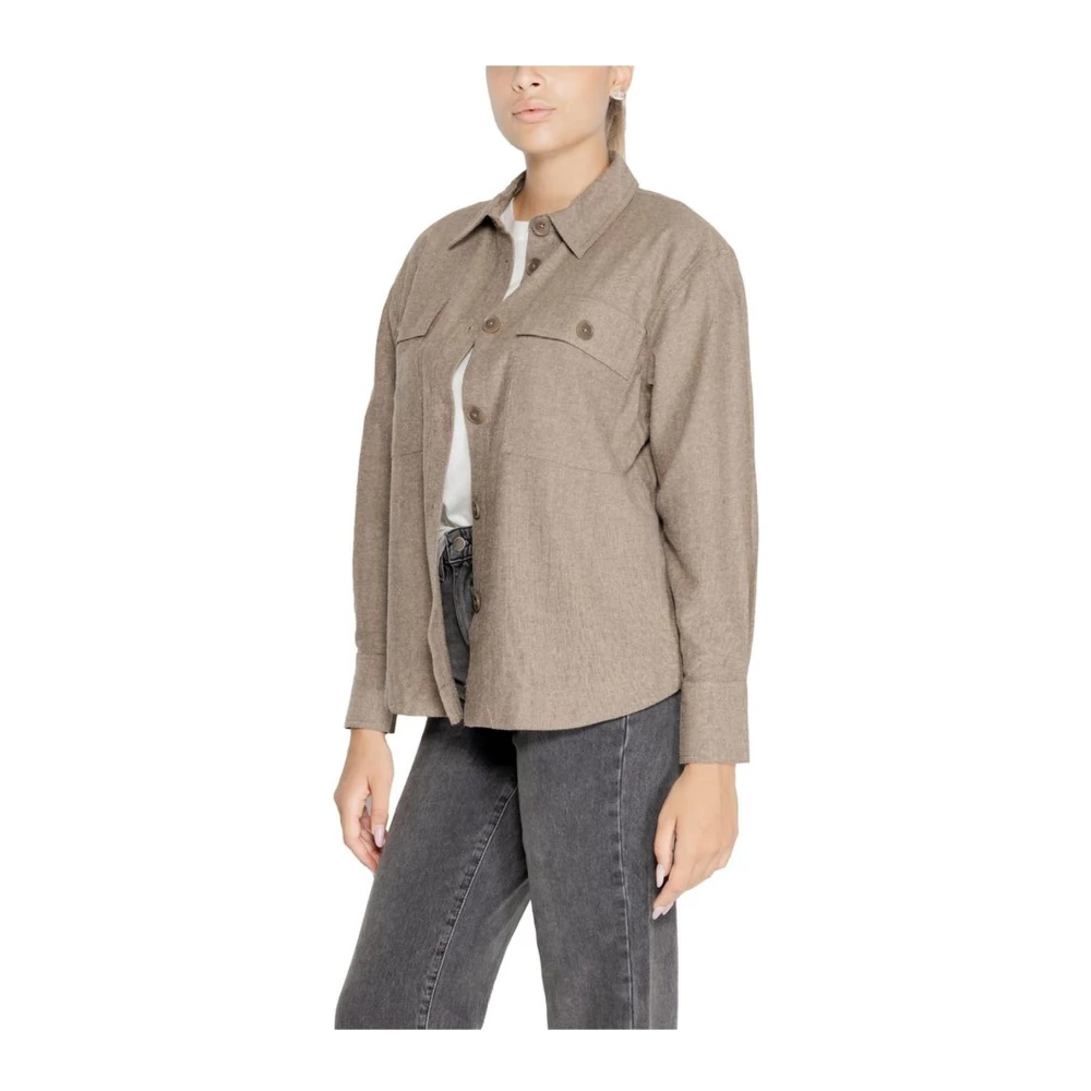 Jacqueline de Yong Relaxed Fit Geweven Shirt Damescollectie Beige Dames