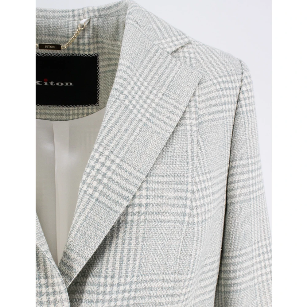 Kiton Zijden blend enkelborst jasje Blue Dames