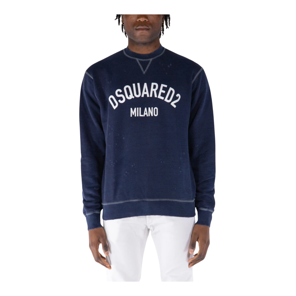 Dsquared2 Blauwe Cool Fit Crewneck Sweaters Blue Heren