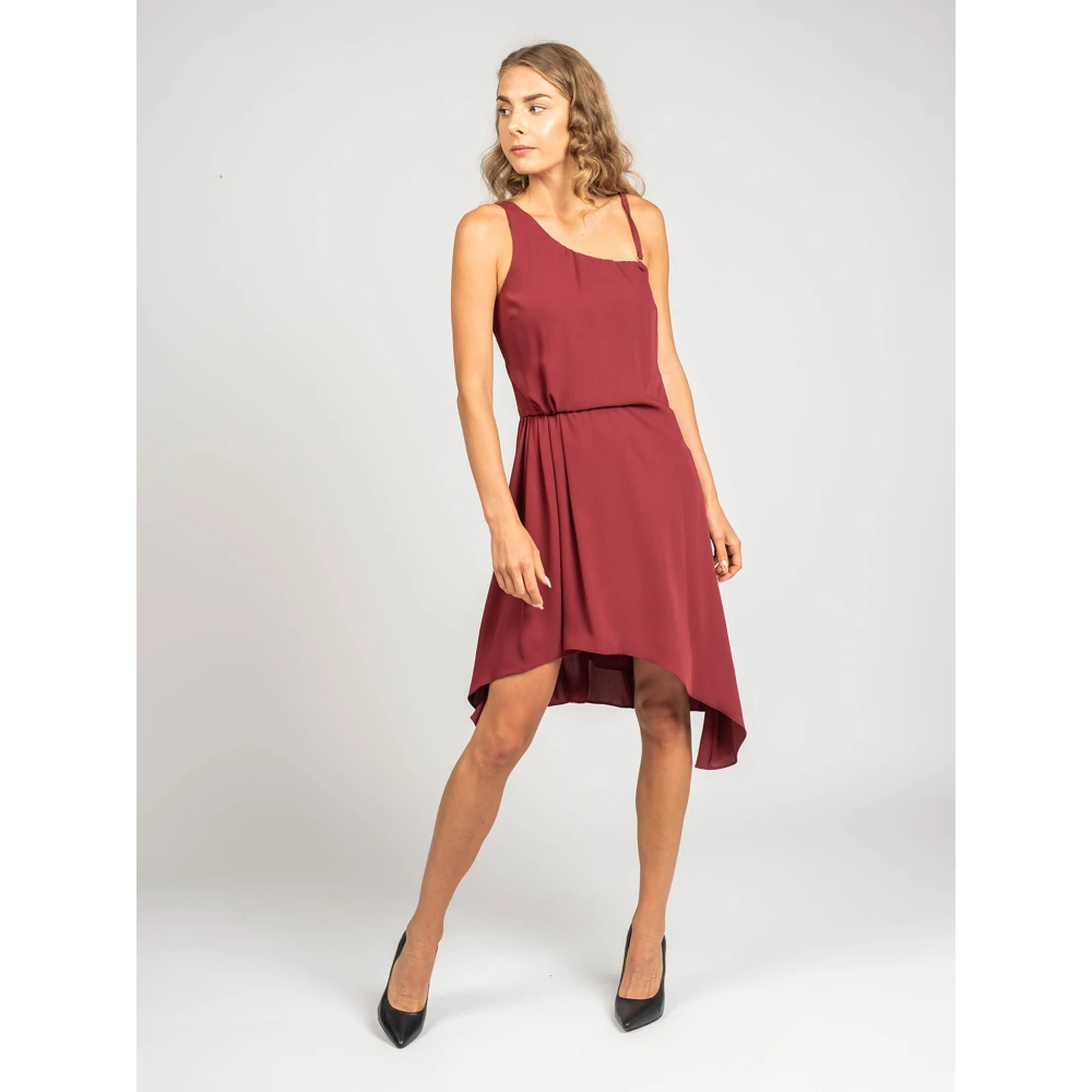 PATRIZIA PEPE Asymmetrische Minijurk met Rits Red Dames
