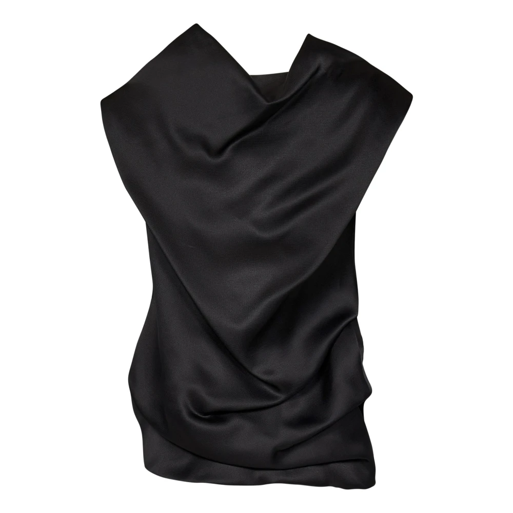 Khaite Zwarte zijden top met cowl halslijn Black Dames