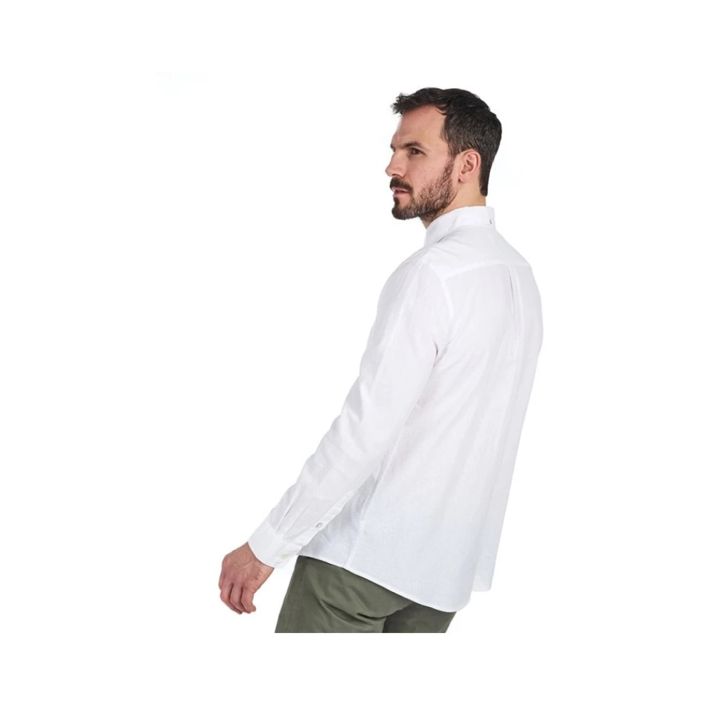 Barbour Linnen-katoenen overhemd knoopsluiting zak White Heren
