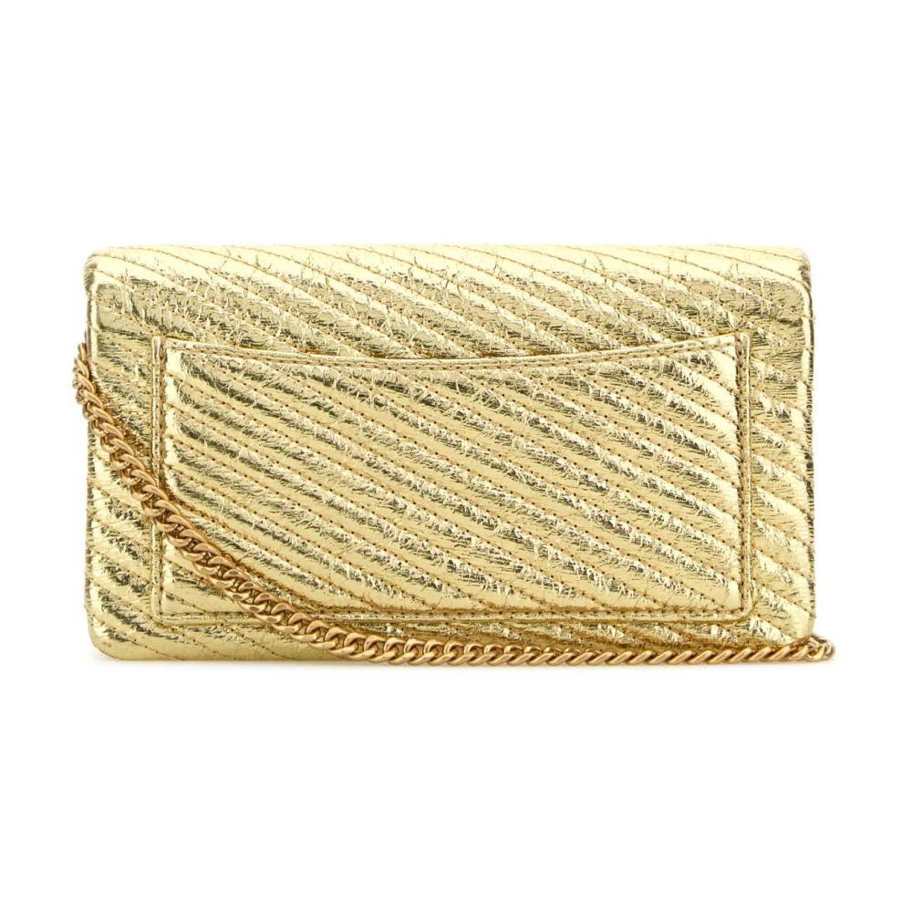 TORY BURCH Gouden Leren Clutch Tas Yellow Dames
