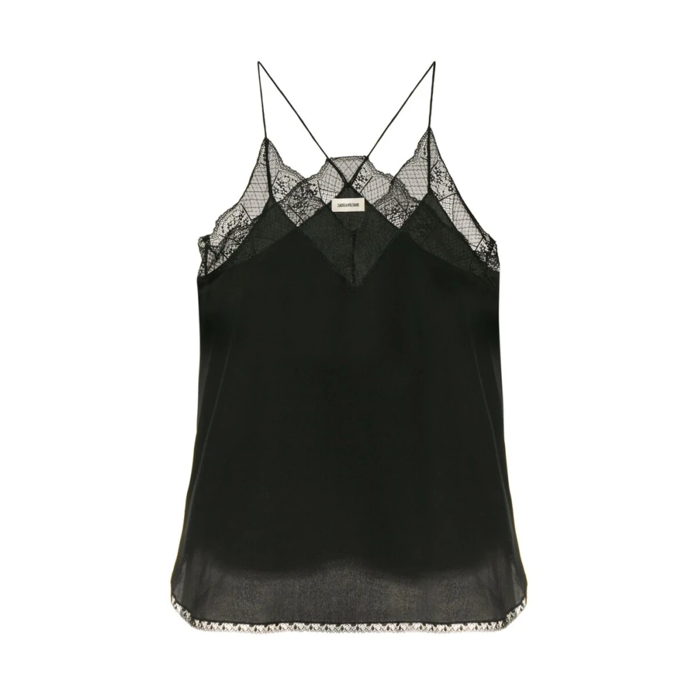 Zadig & Voltaire Zwart Zijden Kant Camisole Top Black Dames