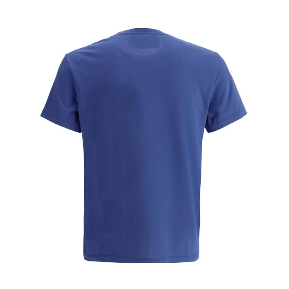 Valentino Contrasterende Logo Patch Katoenen T-shirt Blue Heren