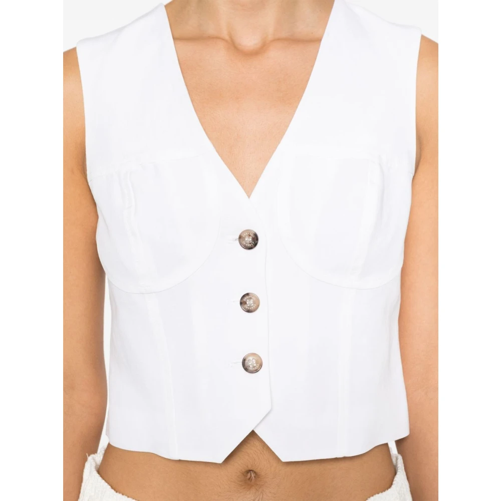 Ermanno Scervino Witte V-hals trui met knoopsluiting White Dames