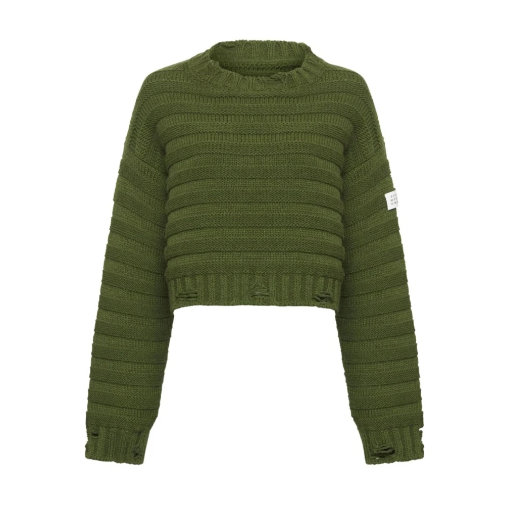 MM6 Maison Margiela Stijlvolle Crewneck Breisels Green Dames