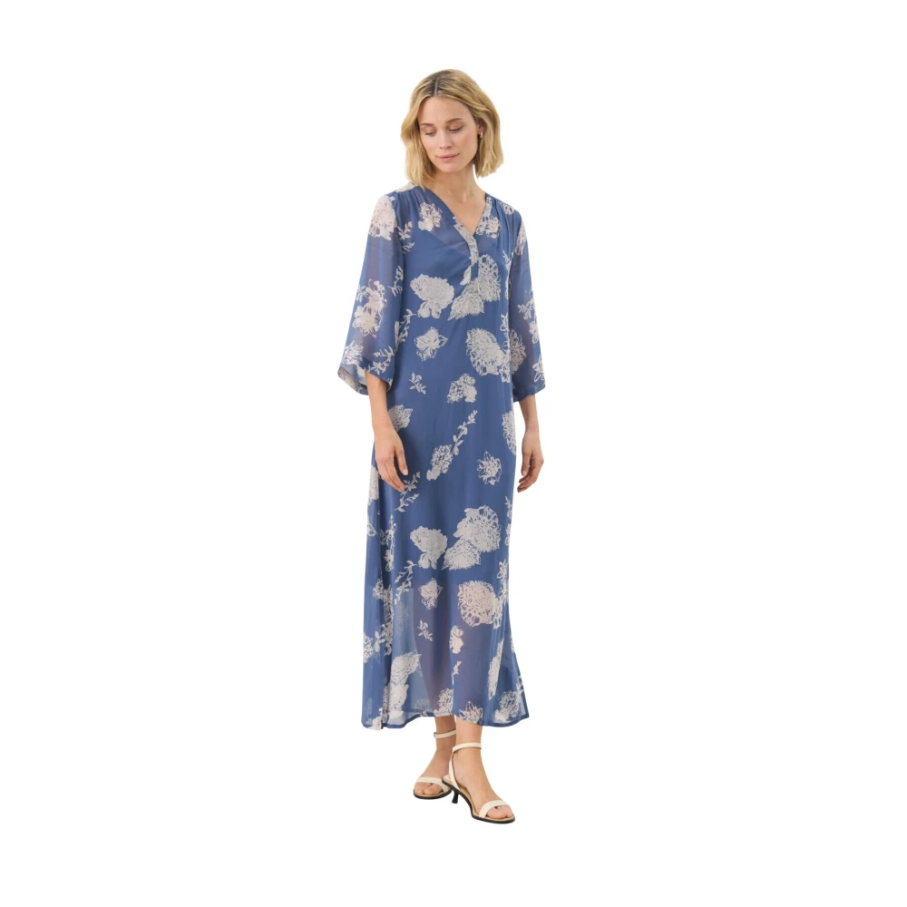 Part Two Women's Blue Stunning Flower Dress Beritpw Dr - Midi Dresses - M - Dresses