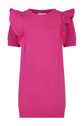 fuchsia-short-sleeved-cotton-dress-with-ruffles
