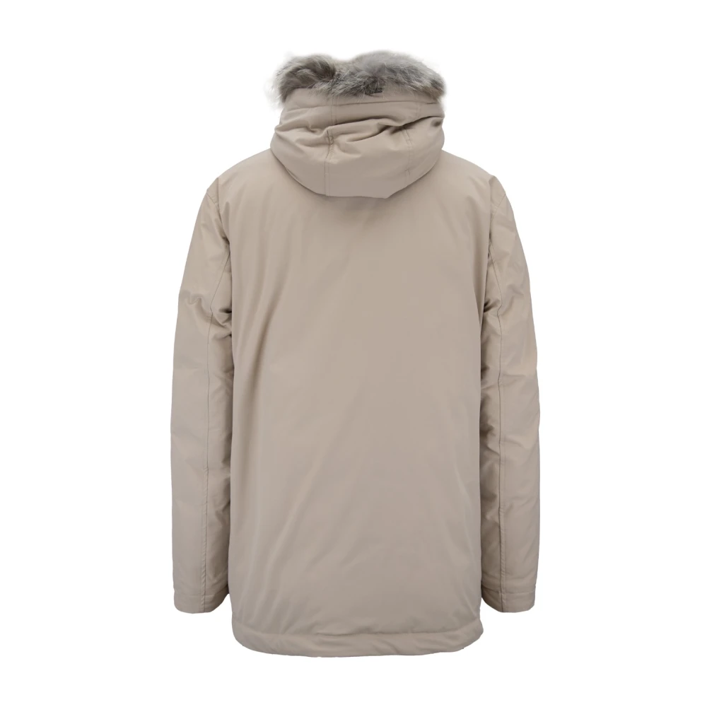 Herno Fur Hooded Down Jacket Beige Heren