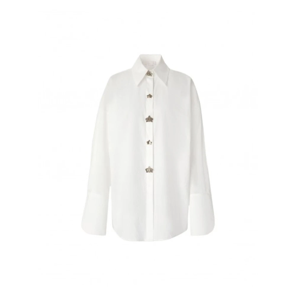 Genny Overhemd met lange mouwen en metalen orchidee detail White Dames
