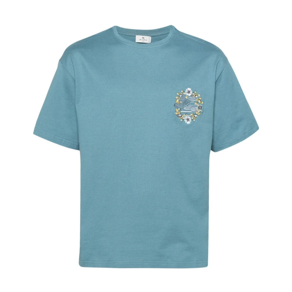ETRO T-shirts en Polos met Signature Pegaso Motief Blue Heren