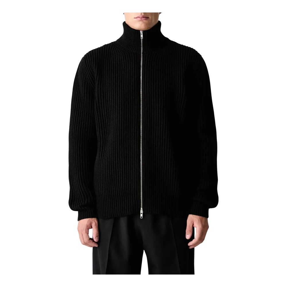 MM6 | Black wool blend knit zip-up cardigan | male | L - Bild 3