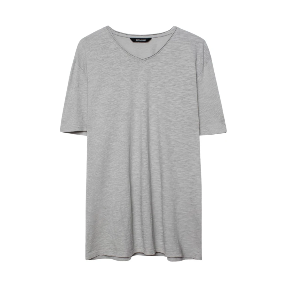 Zadig & Voltaire Grijze V-hals Terry T-shirt Gray Heren