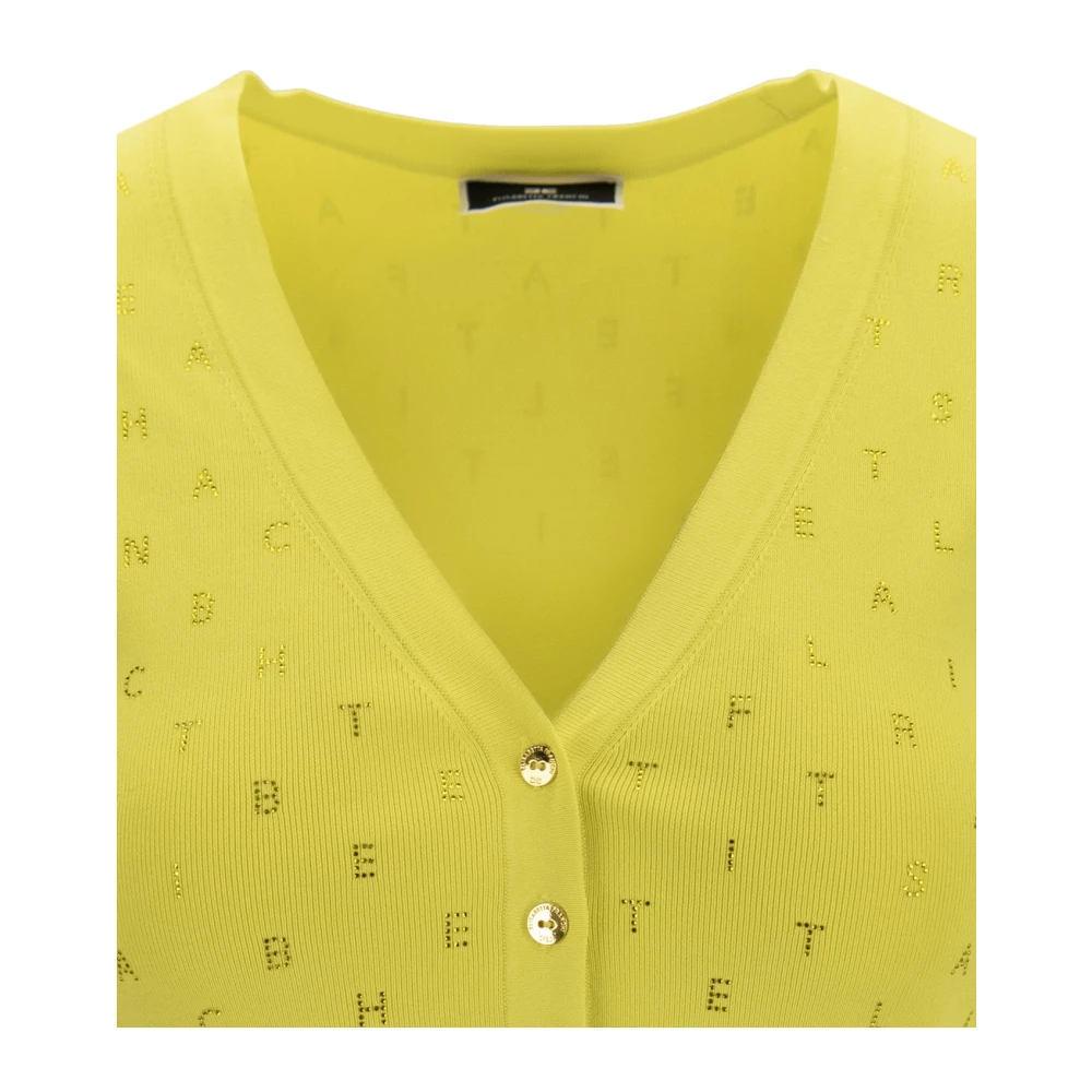 Elisabetta Franchi Kristalversierde V-hals Crop Top Yellow Dames