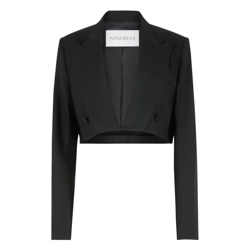 Nina Ricci Femme Noir - Cropped Wool Blazer - Vestes - Taille: 38 Fr