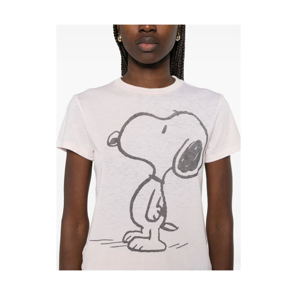 Re Done Rose Pink Ribbed Crew Neck T-shirt Pink Dames