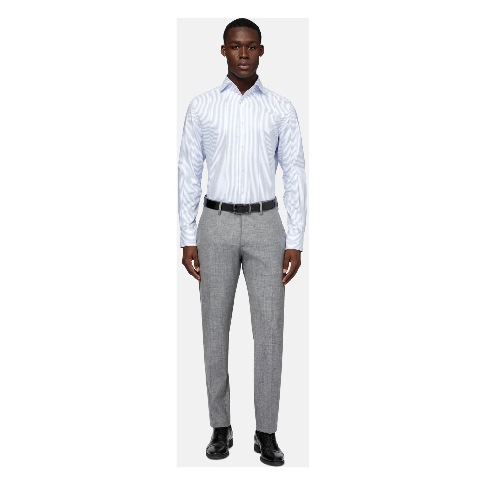 Boggi Milano Gestreept katoenen Dobby overhemd regular fit Blue Heren
