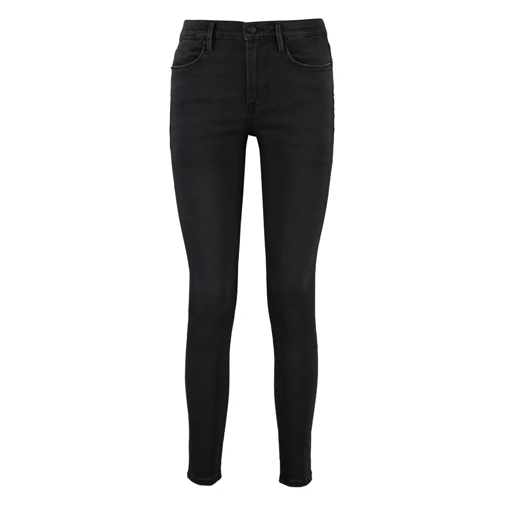 Frame Hoge taille skinny jeans met metalen knopen Black Dames
