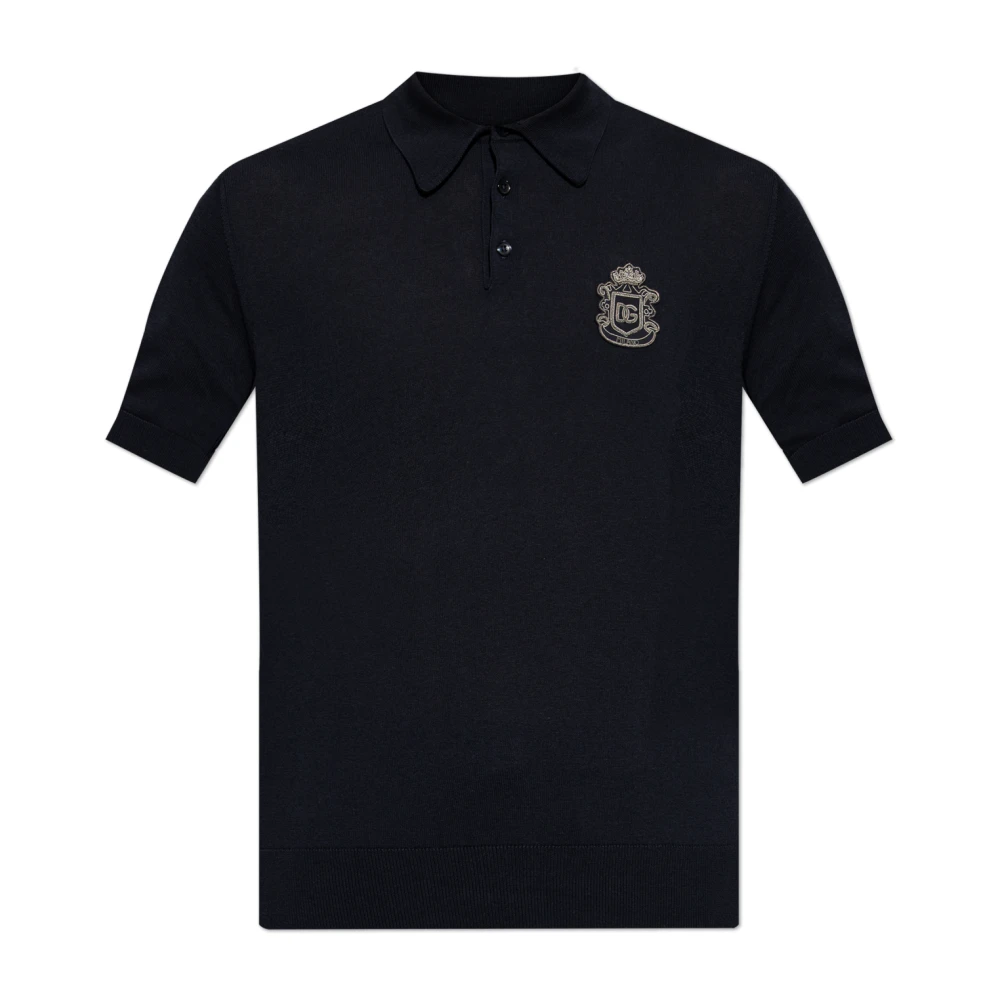 Dolce & Gabbana Mannelijk Blauw Tops Heren, 2XL, Katoen, Polo Shirt Met Logo