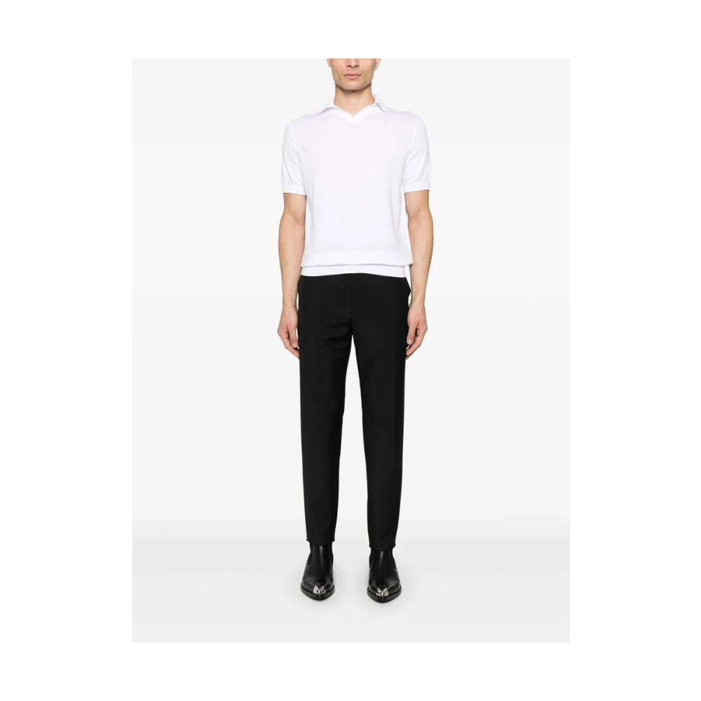 Fedeli Witte korte mouw trui met geribbelde details White Heren