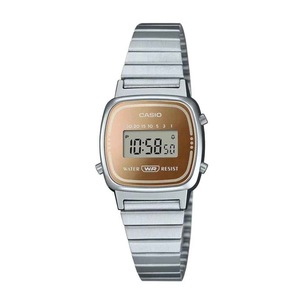 Casio Women's Gray Stainless Steel Digital Watch With Alarm