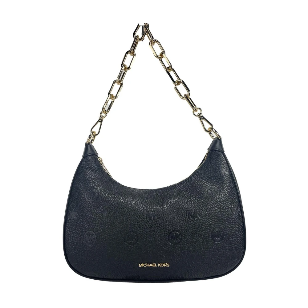 Michael Kors Zwarte Pebbled Leren Ketting Schoudertas Black Dames