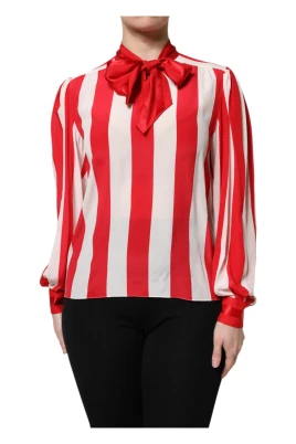 Ränder Silke Ascot Krage Blus Topp