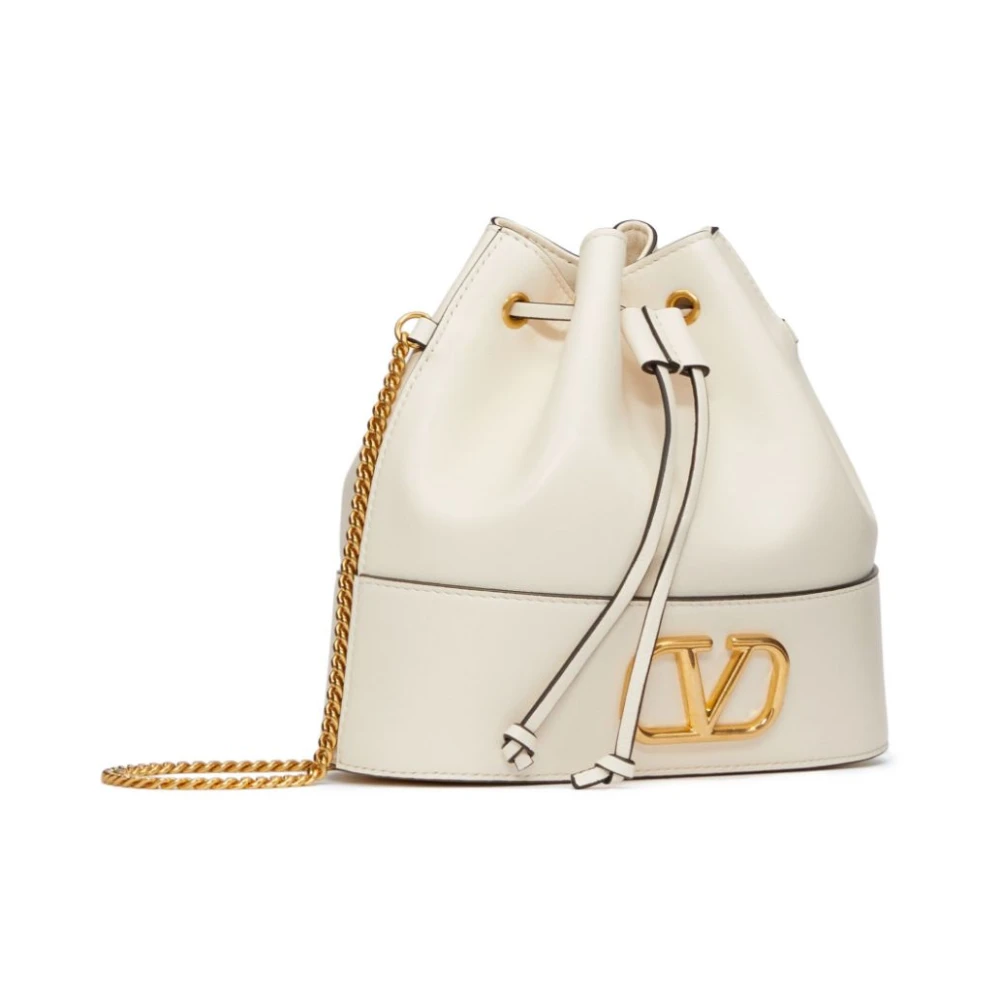 Valentino Garavani Ivoor Wit Nappa Leren VLogo Tas Beige Dames