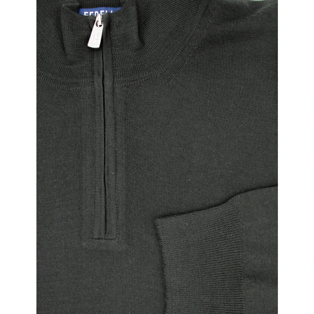Fedeli Elegant Half Zip Jumper Black Heren