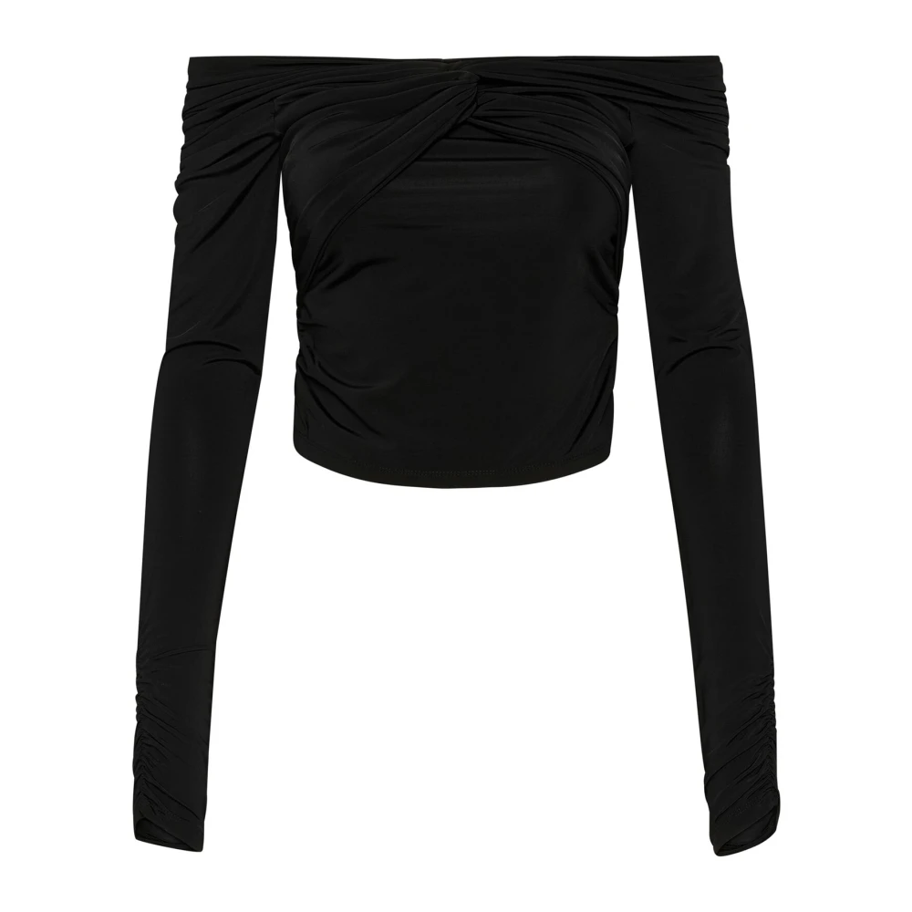 Gestuz Off-shoulder Gedrapeerd Longsleeve Top Zwart Black Dames