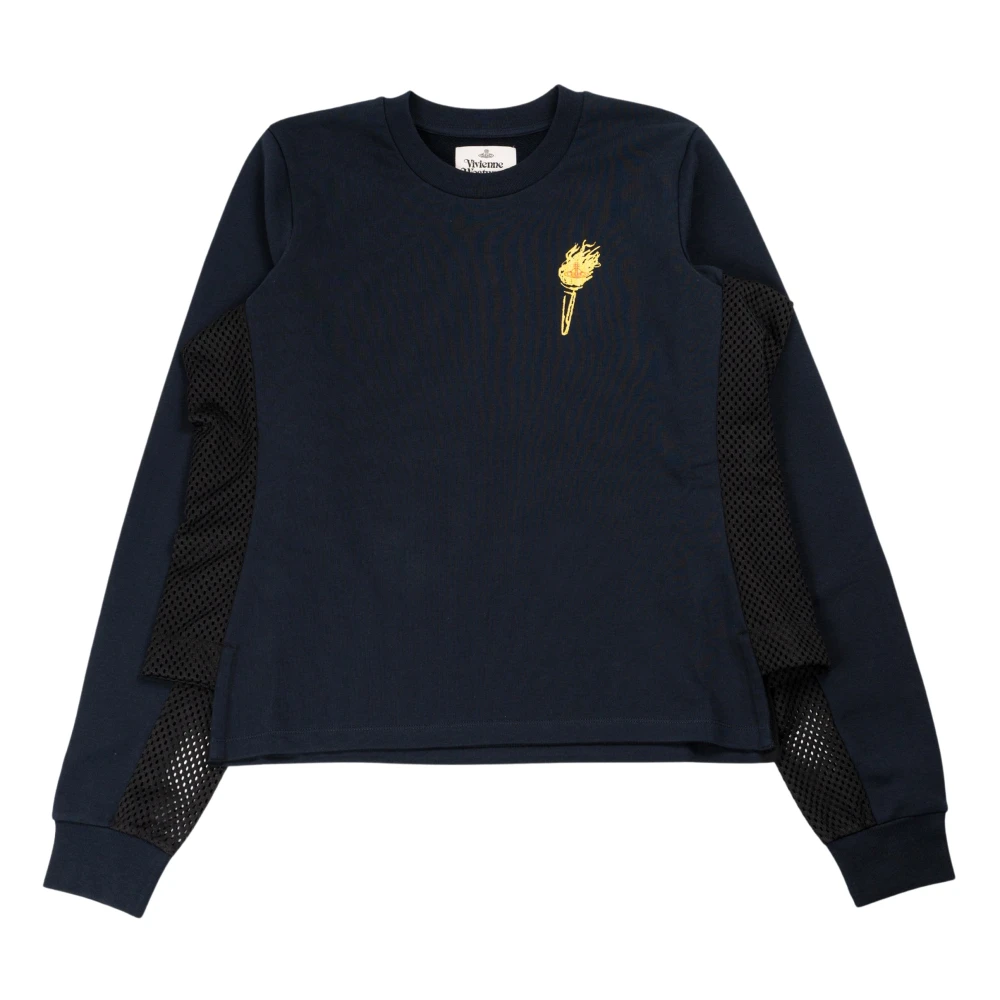 Vivienne Westwood Blå Navy Iris Sweatshirt med Torch Orb Print Blue, Dam