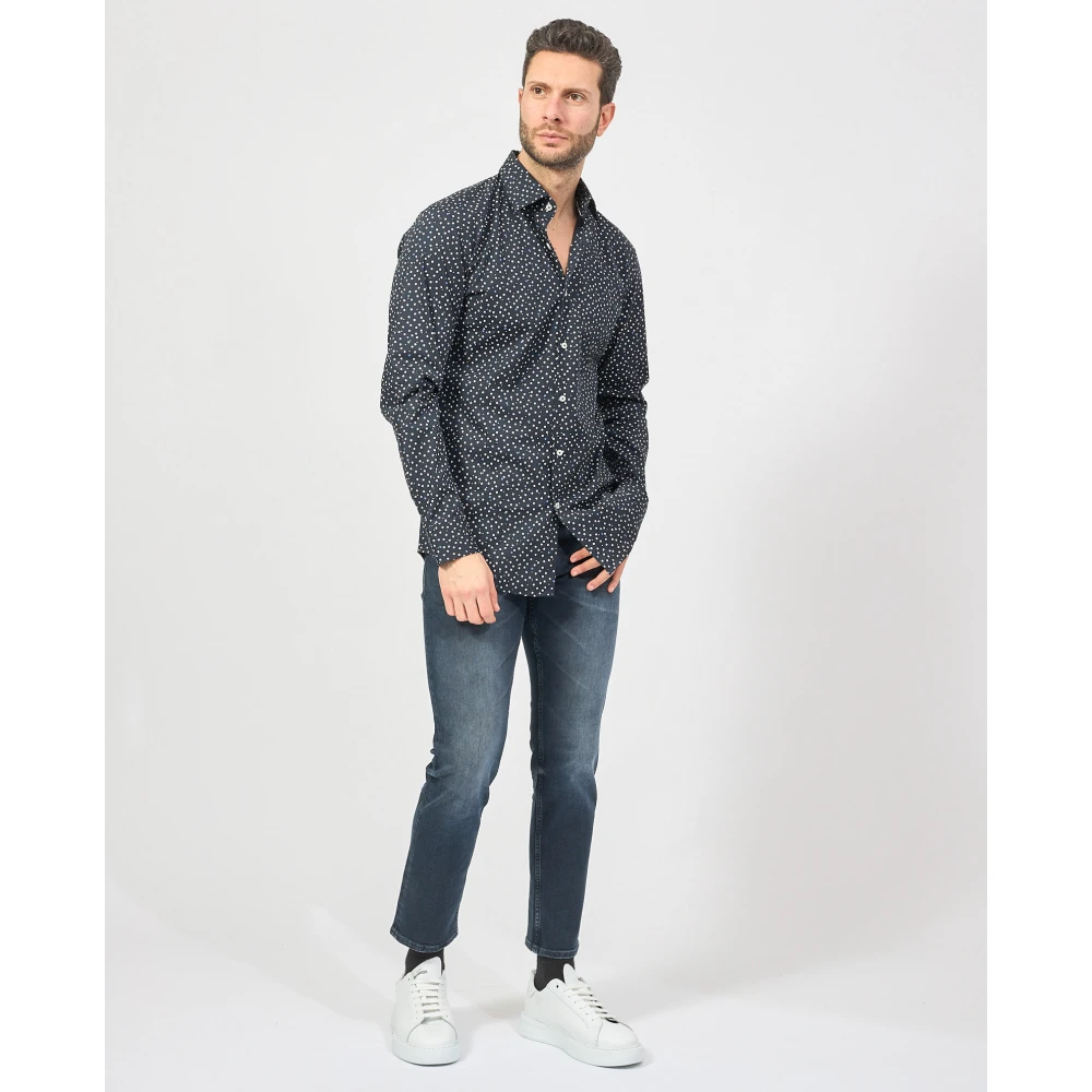 Hugo Boss Blauw Bloem Slim Fit Overhemd Blue Heren